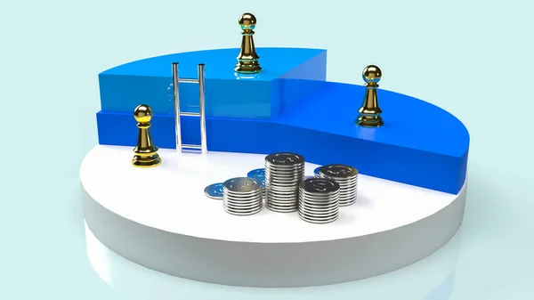 Шахматы Монеты Круговой Диаграмме Бизнес Концепции Рендеринга — стоковое фото