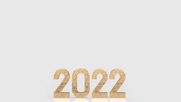 Numero Oro 2022 Sfondo Bianco Nuovo Anno Concetto Business Rendering — Foto Stock