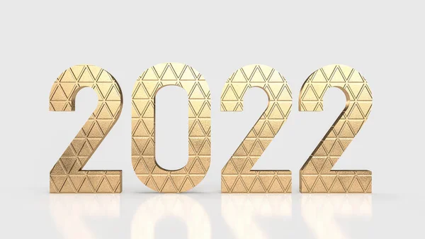 Goldzahl 2022 Auf Weißem Hintergrund Für Neujahr Oder Geschäftskonzept Rendering — Stockfoto