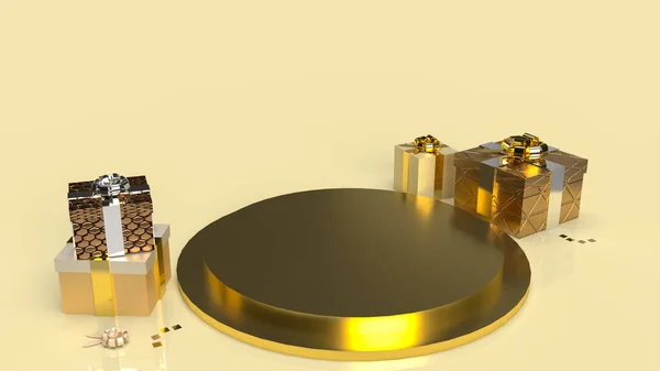 Altın Geometri Podyumu Sunum Ürünü Hediye Kutusu Sunumu Için — Stok fotoğraf