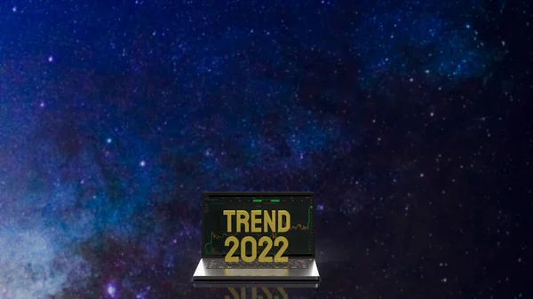 The notebook and trend 2022 gold text for  security concept 3d rendering