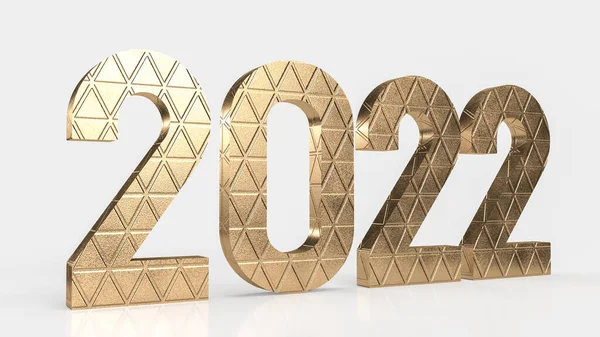 Goldzahl 2022 Auf Weißem Hintergrund Für Neujahr Oder Geschäftskonzept Rendering — Stockfoto