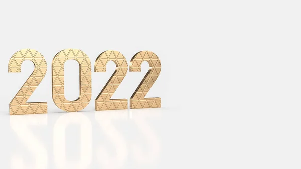 Gold Number 2022 White Background New Year Business Concept Rendering — Stock Photo, Image