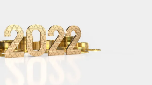 Gouden Nummer 2022 Gouden Munten Witte Achtergrond Voor Nieuwjaar Bedrijfsconcept — Stockfoto