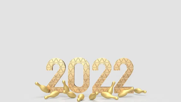 2022 Boliche Oro Para Negocios Vacaciones Concepto Renderin — Foto de Stock