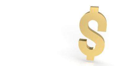 Beyaz arkaplandaki altın dolar sembolü 3D görüntüleme