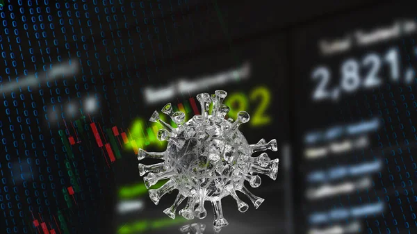 The  coronavirus. And business chart for medical  sci or marketing concept 3d rendering.