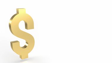 Beyaz arkaplandaki altın dolar sembolü 3D görüntüleme