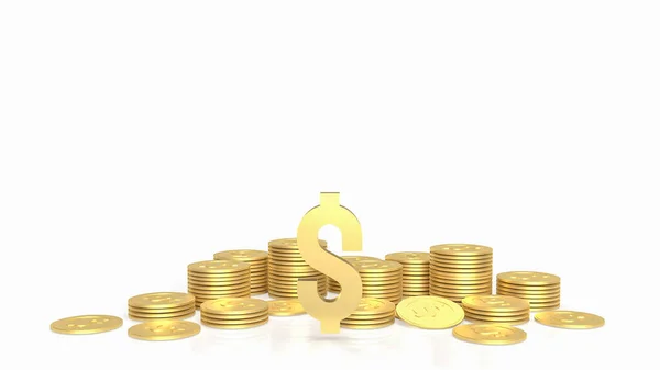 Gouden Dollar Symbool Munten Witte Achtergrond Rendering — Stockfoto