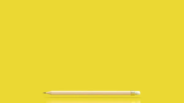 Pencil Yellow Background Education Creative Concept Rendering — Stock Photo, Image