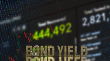 Altın metin tahvil verimi iş konsepti 3d oluşturma