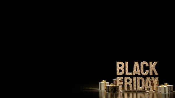 Kara Cuma Altın Metni Hediye Kutuları Sunulmak Tanıtım Konsepti Renderin — Stok fotoğraf