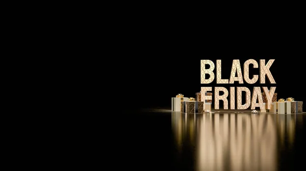 Der Black Friday Gold Text Und Geschenkboxen Für Angebot Oder — Stockfoto