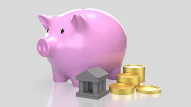 Piggy Bank ve madeni paralar iş için ya da kazanç konsepti 3D yorumlama.