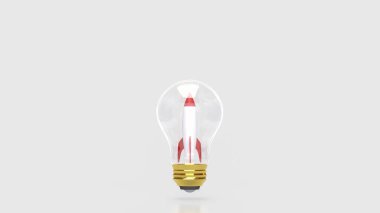 Rocket  in light bulb for Business concept 3d Rendering