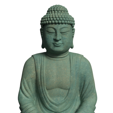Din konsepti 3d oluşturma için Yeşil Buda heykeli png imajı.