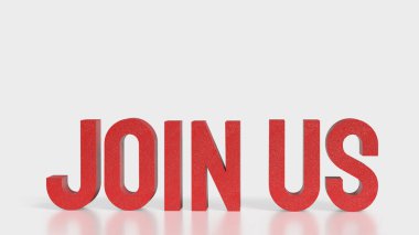 Kırmızı Beyaz Arkaplan 3d Hazırlama üzerine ABD metnine katıl.