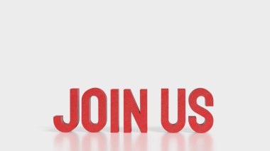 Kırmızı Beyaz Arkaplan 3d Hazırlama üzerine ABD metnine katıl.