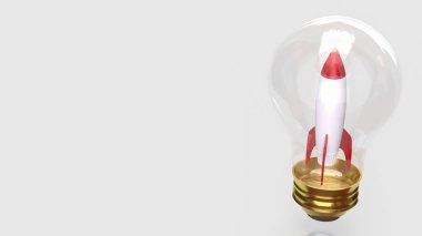 Rocket  in light bulb for Business concept 3d Rendering