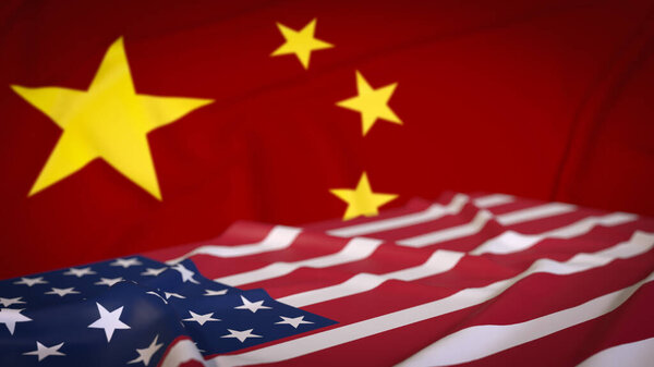 USA and China flag for Trade war or Business concept 3d Rendering.
