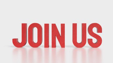 Kırmızı Beyaz Arkaplan 3d Hazırlama üzerine ABD metnine katıl.