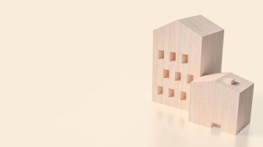 Mülkiyet veya Bina Konsepti 3D Hazırlama için Ahşap Ev.