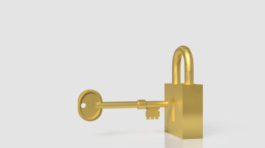 Altın anahtar ve güvenlik konsepti 3d oluşturma ustası.