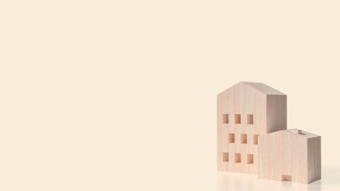 Mülkiyet veya Bina Konsepti 3D Hazırlama için Ahşap Ev.