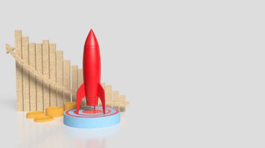 İş Konsepti 3D Hazırlama için Hedef Noktasında Roket.