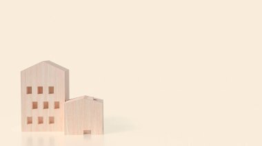 Mülkiyet veya Bina Konsepti 3D Hazırlama için Ahşap Ev.