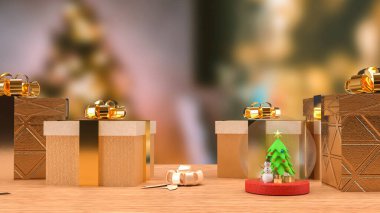 Tatil için Kardan Adam ve Noel Ağacı Ya da Yeni Yıl Konsepti 3D Hazırlama.