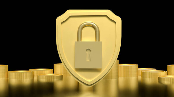 Coins and Shield for Business or security concept 3d Rendering.