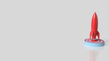 İş Konsepti 3D Hazırlama için Hedef Noktasında Roket.