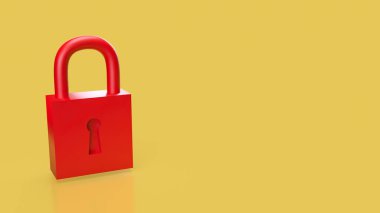 Güvenlik veya İş Konsepti 3D Hazırlama için Sarı Arkaplanda Kırmızı Anahtar.