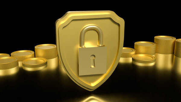 Coins and Shield for Business or security concept 3d Rendering.