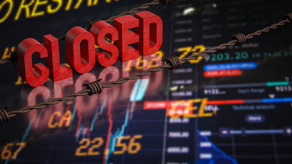 Красный закрыт на бизнес-фоне.