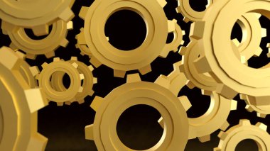 Motor veya endüstriyel konsept 3d oluşturma için altın dişli.