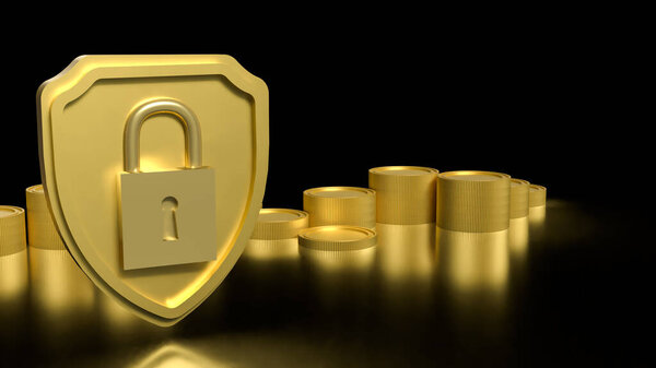 Coins and Shield for Business or security concept 3d Rendering.