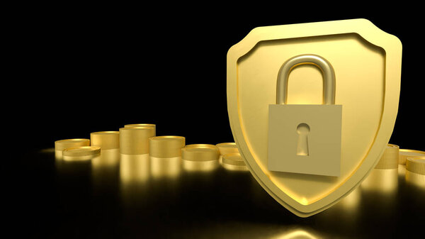 Coins and Shield for Business or security concept 3d Rendering.
