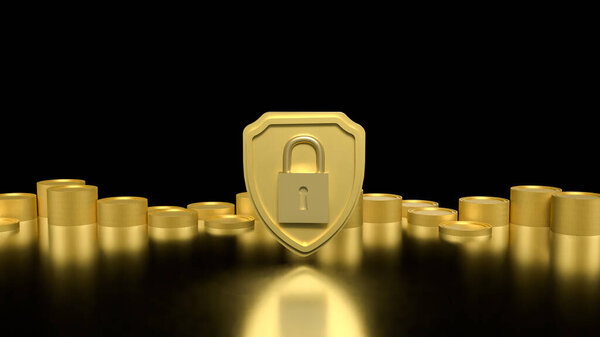 Coins and Shield for Business or security concept 3d Rendering.