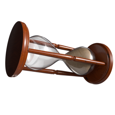 Temiz cam ampuller ve akan kumla dolu detaylı bir ahşap kum saati zamanın, sabrın ve farkındalığın temiz ve minimal bir şekilde geçişini sembolize ediyor..