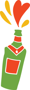 Hediyeler, şapkalar, maskeler, şampanya bardakları, süslemeler ve davetiyeler, kutlamalar ve etkinlik tasarımları için mükemmel unsurların yer aldığı canlı el çizimi parti ikonları.