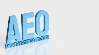 Çevrimiçi görünürlük ve bilgi alımı için yeni nesil dijital pazarlama stratejisi ve yapay zekayı sembolize eden Yanıt Motoru optimizasyonunu temsil eden mavi 3D metin.