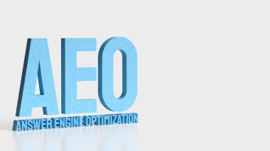 Çevrimiçi görünürlük ve bilgi alımı için yeni nesil dijital pazarlama stratejisi ve yapay zekayı sembolize eden Yanıt Motoru optimizasyonunu temsil eden mavi 3D metin.