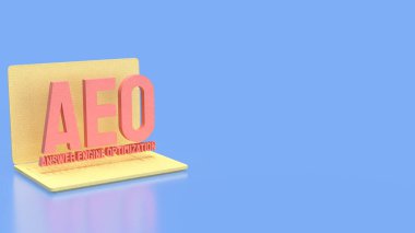 Bir dizüstü bilgisayarda gösterilen Yanıt Motoru Optimizasyonu 'nun 3 boyutlu çizimi, yapay zeka destekli arama, semantik cevaplar ve modern teknoloji ortamında gelecek odaklı dijital pazarlama stratejilerini temsil etmektedir..