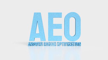 Çevrimiçi görünürlük ve bilgi alımı için yeni nesil dijital pazarlama stratejisi ve yapay zekayı sembolize eden Yanıt Motoru optimizasyonunu temsil eden mavi 3D metin.