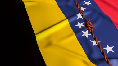 Venezuela ulusal bayrağının üzerindeki dikenli teller siyasi krizi, ekonomik yaptırımları, kısıtlı özgürlüğü, uluslararası baskıyı ve ülkeyi etkileyen devam eden jeopolitik gerilimi simgeliyor..