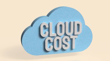 Bulut hesaplama giderlerini, maliyet optimizasyonunu, bütçe düzenlemesini ve modern bilişim altyapısı ve dijital iş operasyonları için mali yönetimi gösteren 3D bulut maliyeti kavramı