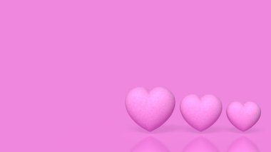 Pastel arka planda süzülen üç pembe kalp aşk duygusunu temsil ediyor aşk ilişkisi, uyum, sevgi ve pozitif duygu kavramını.