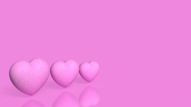 Pastel arka planda süzülen üç pembe kalp aşk duygusunu temsil ediyor aşk ilişkisi, uyum, sevgi ve pozitif duygu kavramını.